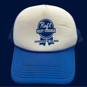Raft West Va Adventure on the Gorge Pabst logo style snapback trucker hat vtg 🍻